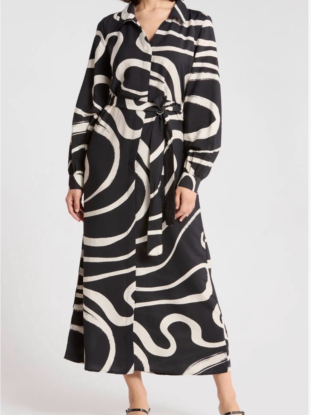 B. Young Long Sleeved Printed Shirt Dress